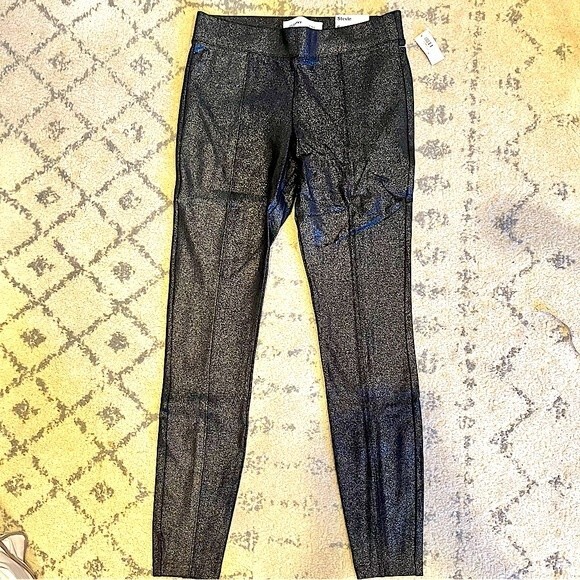NWT Old Navy Black Jack Shine Knit Stevie Skinny Ankle Pants Size Small - Picture 1 of 7